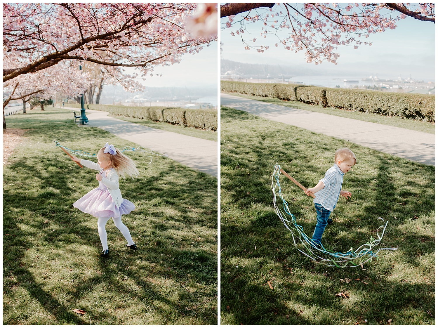 spring blossom family pictures at Grand Avenue, Everett Washington + Snohomish Family Photographer