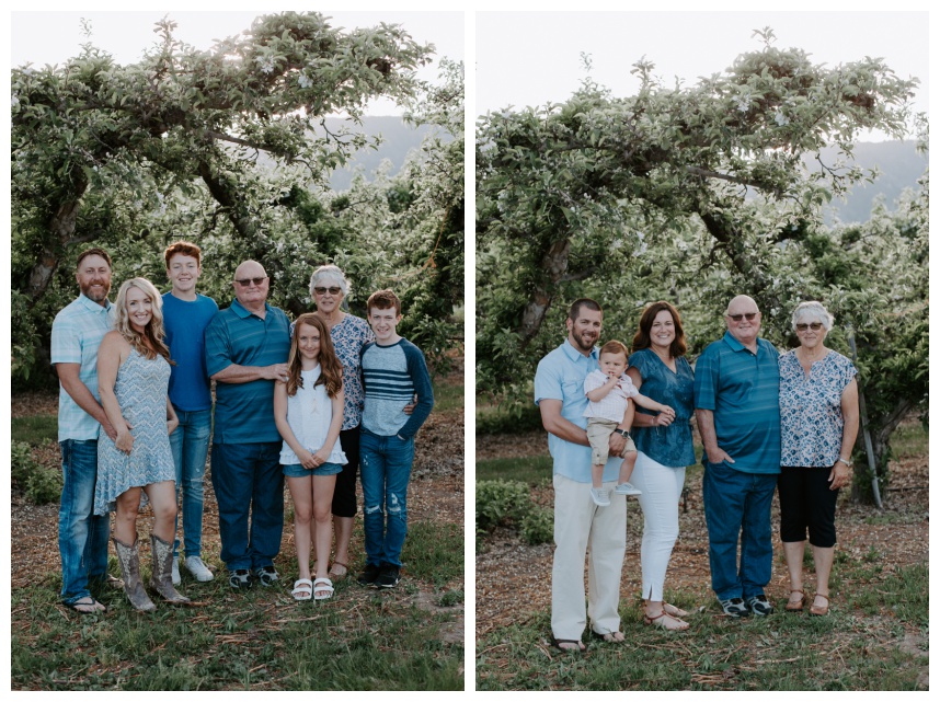 extended family photos in apple orchard lake chelan